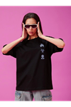 Baskılı Oversize T-shirt - Siyah