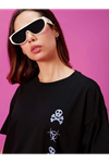 Baskılı Oversize T-shirt - Siyah