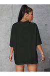 Baskılı Oversize T-shirt - Siyah