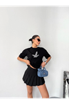 Kısa Kol Baskılı T-shirt - Siyah
