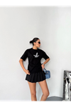 Kısa Kol Baskılı T-shirt - Siyah
