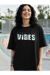 Baskılı Oversize T-shirt - Siyah