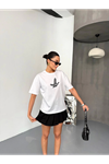Kısa Kol Baskılı T-shirt - Beyaz
