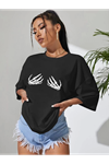Baskılı T-shirt - Siyah