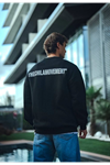 Kışlık Bisiklet Yaka Oversize Baskılı SweatShirt - Siyah