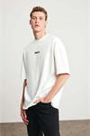 Unisex Baskılı Oversize T-Shirt - Beyaz