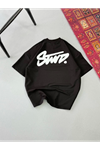 Erkek Baskılı Oversize T-shirt - Siyah