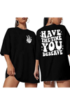 Bisiklet Yaka Kısa Kol Baskılı T-shirt - Siyah