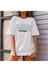 Bisiklet Yaka Baskılı T-shirt - Beyaz