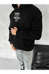 Kışlık Üç İplik Kapşonlu SweatShirt - Siyah