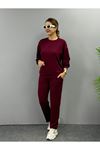 Kadın Uzun Kollu Bisiklet Yaka Viskon Iki Iplik Bluz Ve Pantolon Ikili Takım