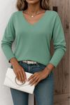 Kadın Uzun Kollu V Yaka Triko Bluz