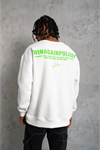 Erkek Oversize Sweatshirt – Beyaz Renk  Ön Ve Sırt Baskılı, Üç İplik İçi Pamuklu Kumaş, Rahat Kalıp, Ribanalı Kışlık Sweat  Winagain Polizei Serisi - Beyaz
