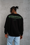Erkek Oversize Sweatshirt – Siyah Renk  Ön Ve Sırt Baskılı, Üç İplik İçi Pamuklu Kumaş, Rahat Kalıp, Ribanalı Kışlık Sweat  Winagain Polizei Serisi - Siyah