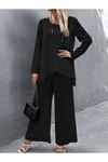 Kadın Uzun Kollu Asimetrik Detaylı Salaş Sandy Bluz Ve Pantolon Ikili Takım