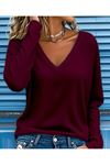 Kadın Uzun Kollu V Yakalı Viskon Iki Iplik Bluz