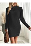 Kadın Uzun Kollu Yuvarlak Yaka Mini Triko Elbise