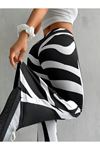 Kadın Yüksek Bel Zebra Desenli Dalgıç Tayt