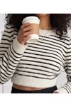 Kadın Uzun Kollu Balıkçı Yaka Crop Triko Bluz