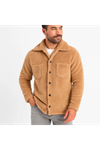Erkek Pelüş Polar Hırka Gömlek – Yakalı, İlik Düğmeli, Göğüs Cepli, Yumuşak Dokulu Kışlık Regular Fit Rahat Günlük Model - Açık Kahve