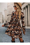 Kadın Uzun Kollu Kruvaze Yaka çiçek Desenli Dalgıç Elbise