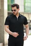 Erkek Fermuarlı Yakalı Kısa Kollu Tshirt