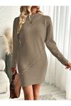 Kadın Uzun Kollu Yuvarlak Yaka Mini Triko Elbise