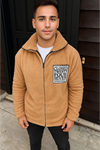 Erkek Polar Fermuarlı Sweatshirt – Kapüşonsuz, Cepli, Yumuşak Dokulu, Oversize Rahat Kalıp, Kışlık Sıcak Tutan Fermuarlı Üst - Kahverengi