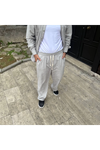 Erkek Fitilli Kadife Cepli Buggy Pantolon Oversize Rahat Kalıp - Gri