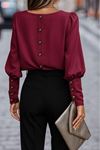 Kadın Uzun Kollu Yuvarlak Yakalı Düğmeli Ithal Krep Bluz