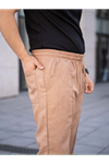Erkek Keten Cepli Çıma Dikişli Jogger Buggy Pantalon Rahat Kalıp - Kahverengi