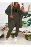 Kadın Askılı Yuvarlak Yaka Yazılı Viskon Iki Iplik Bluz Ceket Ve Pantolon 3lü Takım