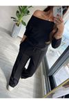 Kadın Uzun Kollu Tek Omuzdan Açık Modal Bluz Ve Pantolon Ikili Takım