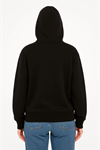 Oversize Kapüşonlu Sweatshirt  Hoodie 3 İplik Şardonlu Pamuklu Kumaş, Önü Baskılı, Fermuarlı Rahat Kalıp, Kışlık Ve Sokak Stili Sweat - Siyah