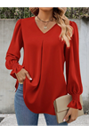 Kadın Uzun Kollu V Yakalı Salaş Ithal Krep Bluz