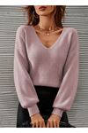 Kadın Uzun Kollu V Yakalı Triko Bluz