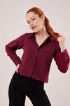 Ön Dikiş Detaylı Bordo Gömlek