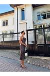 Kadın Dalgıç Kumaş Dijital Leopar Baskılı Midi Boy Elbise