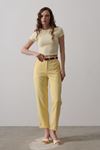 Kemerli Havuç Pantolon - Sarı