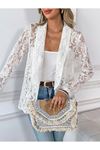 Kadın Uzun Kollu Yakalı önü Açık Dantelli Ceket