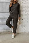 Kadın Uzun Kollu Yanları Nervurlu Viskon Iki Iplik Ve Pantolon Ikili Takım