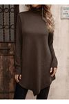 Kadın Uzun Kollu Balıkçı Yaka Asimetrik Kesim Detaylı Yün Viskon Bluz