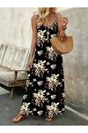 Kadın Ip Askılı V Yakalı çiçek Desenli Süprem Elbise