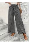 Kadın Yüksek Bel Lastikli önden Iki Parçalı Desenli Bürümcük Pantolon