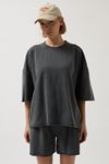 Oversize Lazer Kesim Bisiklet Yaka T-Shirt