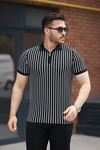 Erkek çizgili Fermuar Yakalı Kısa Kollu Tişört