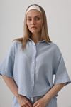 Yarım Kol Müslin Gömlek - Bebe Mavisi