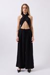 Düşük Bel Oversize Keten Pantolon
