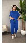 Kadın Kısa Kollu Bisiklet Yaka Viskon Iki Iplik Bluz Ve Pantolon Ikili Takım