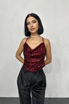 Bordo Askılı Degaje Bluz